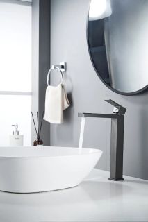 Смеситель для раковины высокий Knotlor KN-24/GM, оружейная сталь